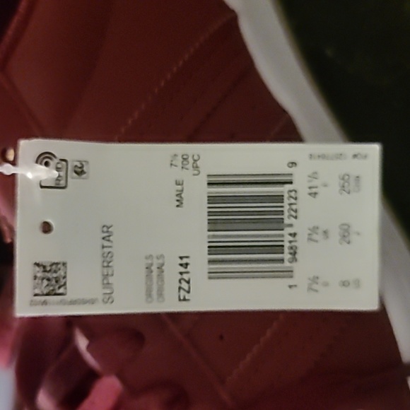 Mens Red Adidas Superstar shoes - Picture 2 of 5